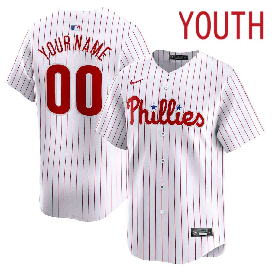 Youth Philadelphia Phillies Nike White Home Limited Custom MLB Jersey